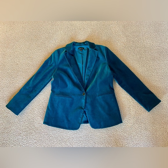 Ann Taylor Teal Velvet Blazer - Picture 2 of 5